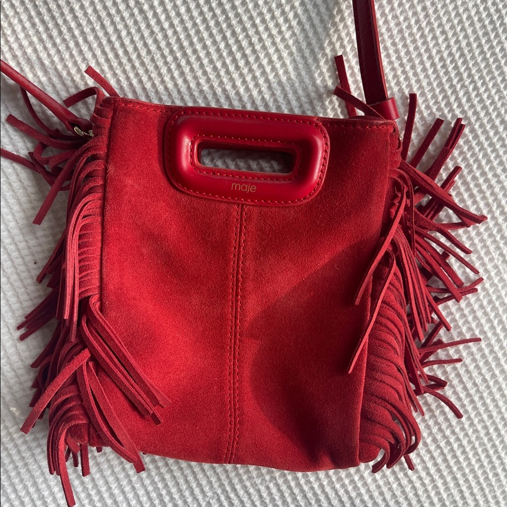 Maje mini crossbody bag red suede